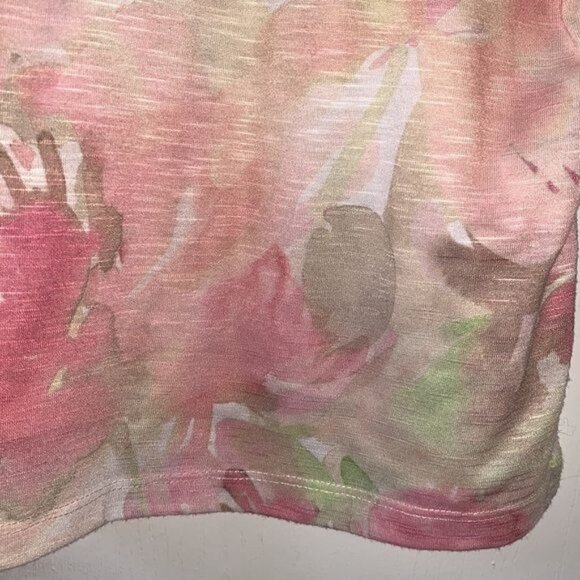 Alfred Dunner Womens  L Pink & Green Floral Beaded Top With Lace Neckline - Picture 4 of 7